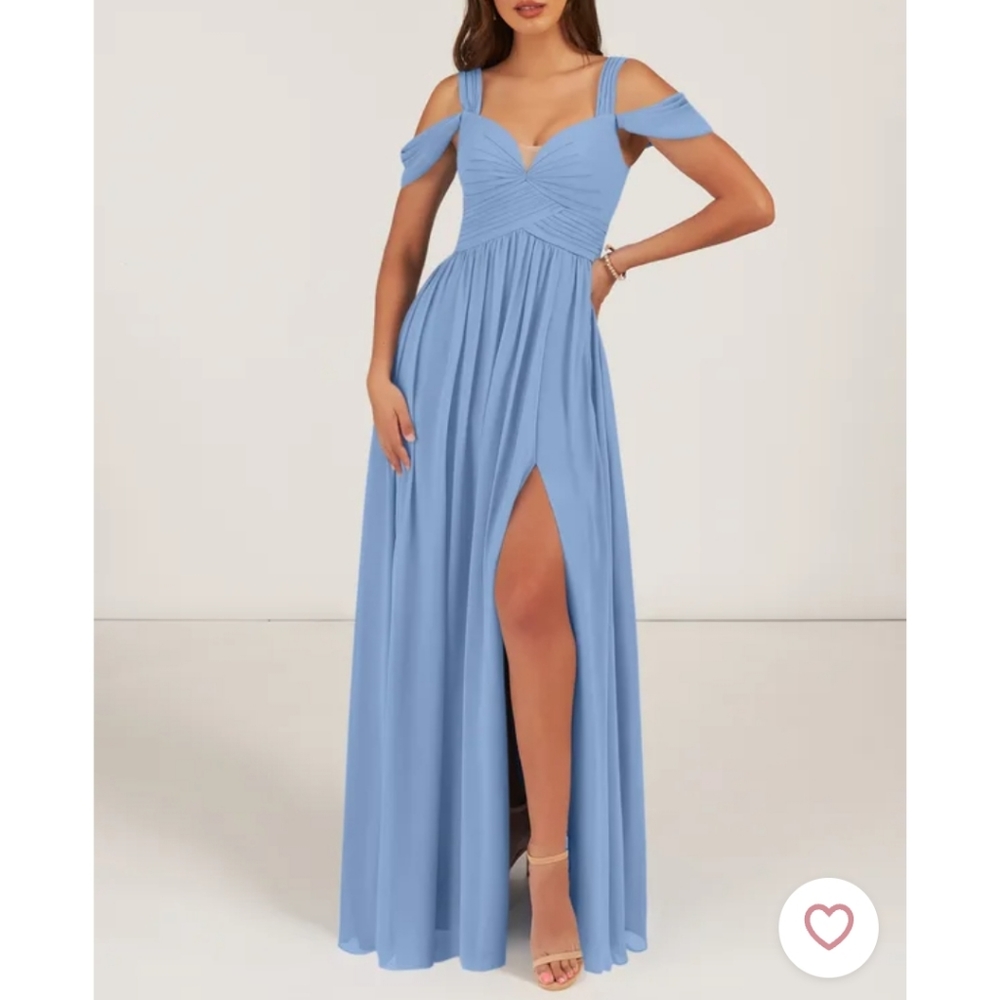 Blue Chiffon Bridesmade Dress - Picture 1 of 4